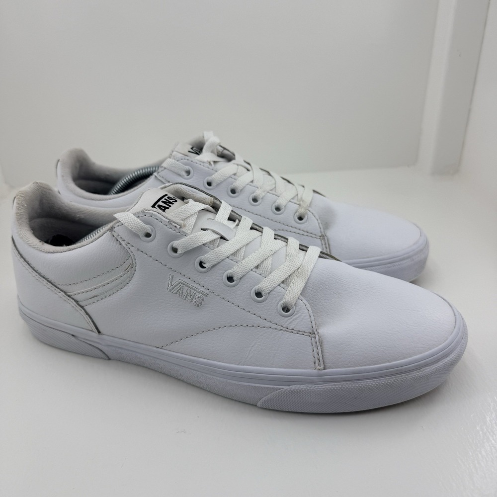Vans Seldan Mens Size 11.5 True White Athletic Leather Skate Shoes Sneakers